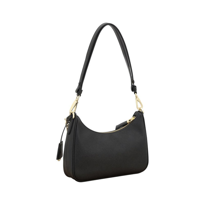 Black Calf Leather Bos Taurus Shoulder Bag Prada