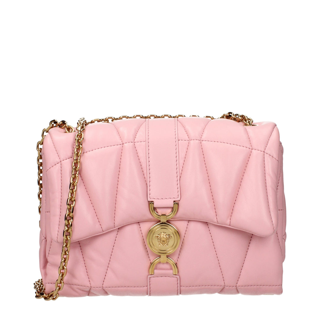 Pink Leather Shoulder Bag Versace