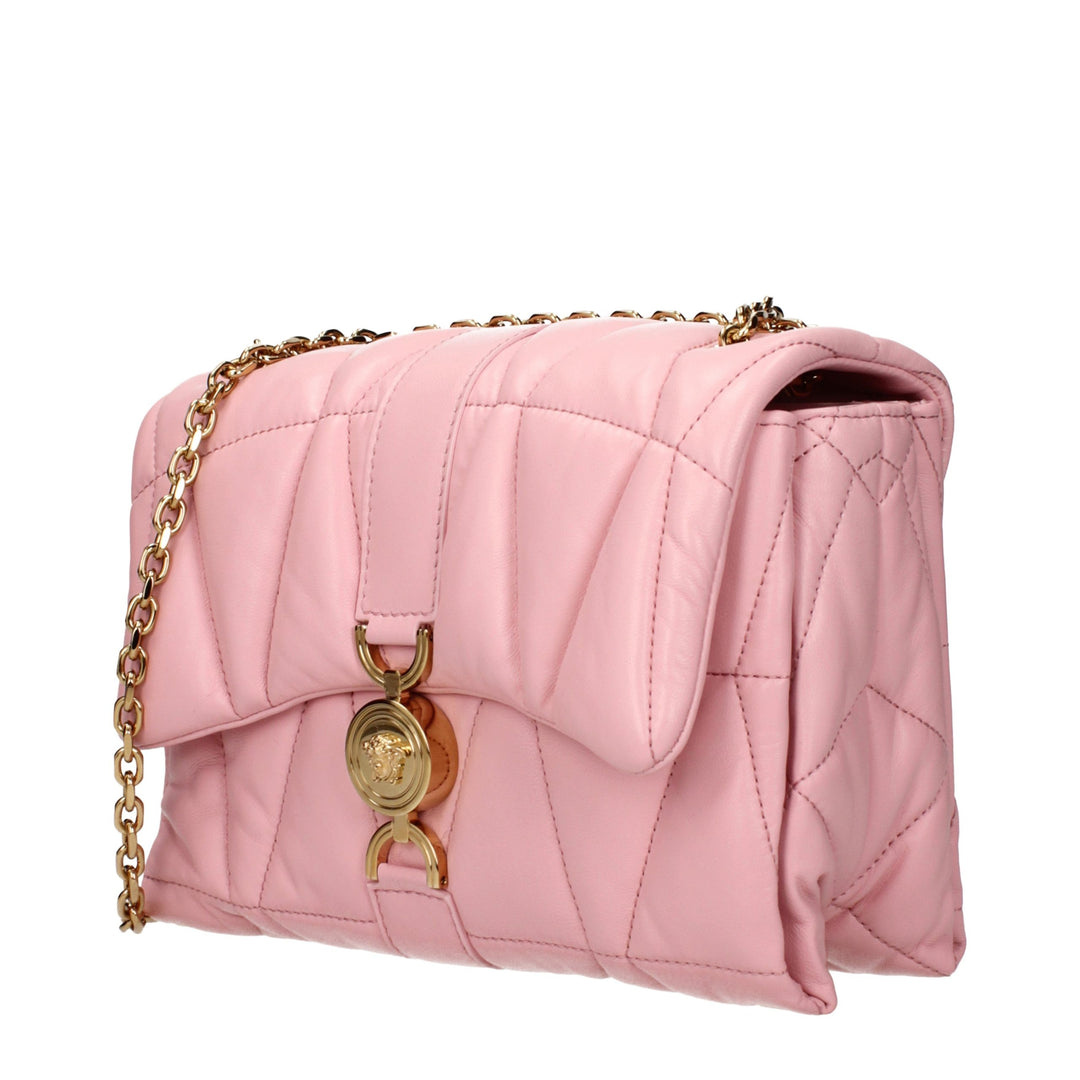 Pink Leather Shoulder Bag Versace
