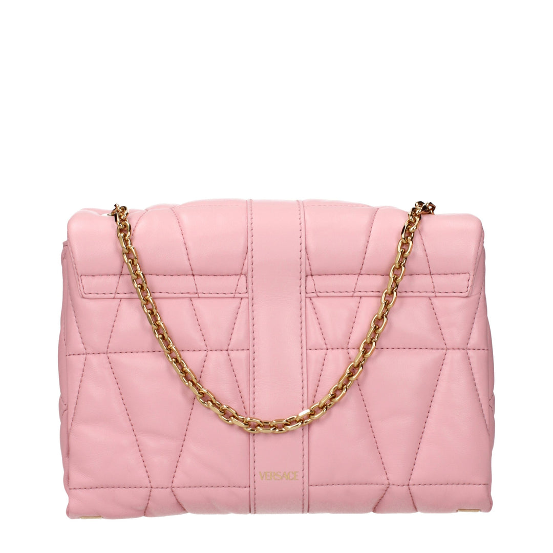 Pink Leather Shoulder Bag Versace