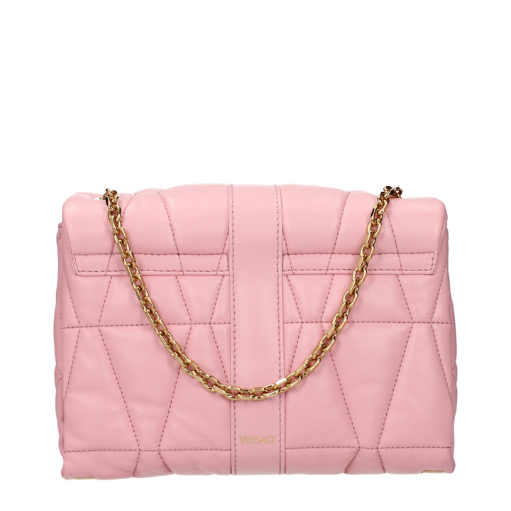 Pink Leather Shoulder Bag Versace
