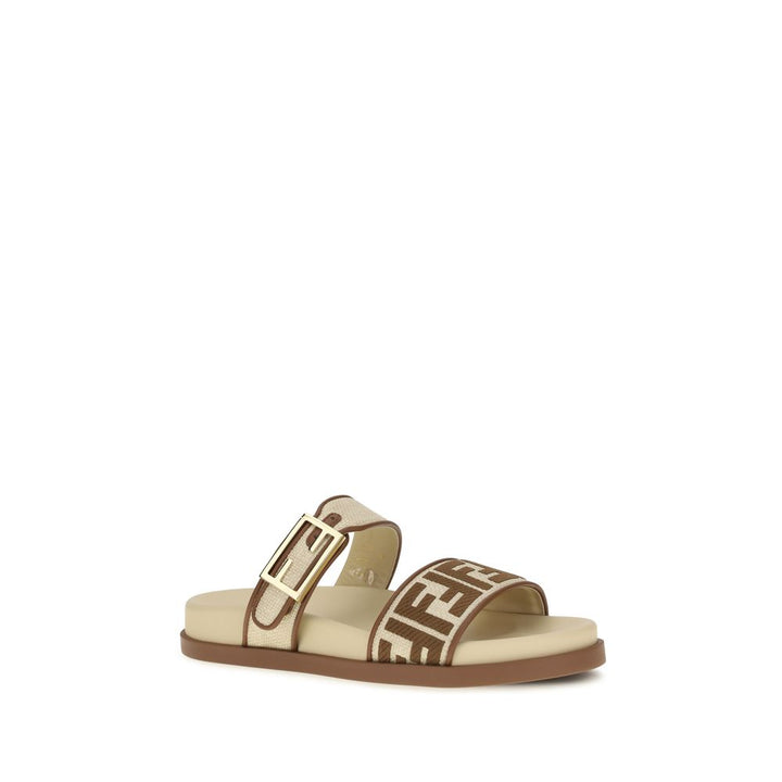 Brown Raffia Flat Sandals Fendi