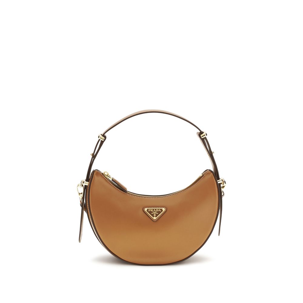 Beige Calf Leather Bos Taurus Shoulder Bag Prada
