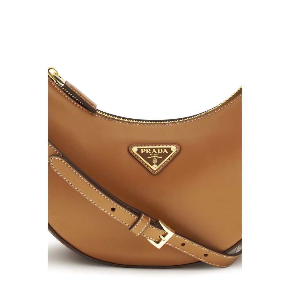 Beige Calf Leather Bos Taurus Shoulder Bag Prada