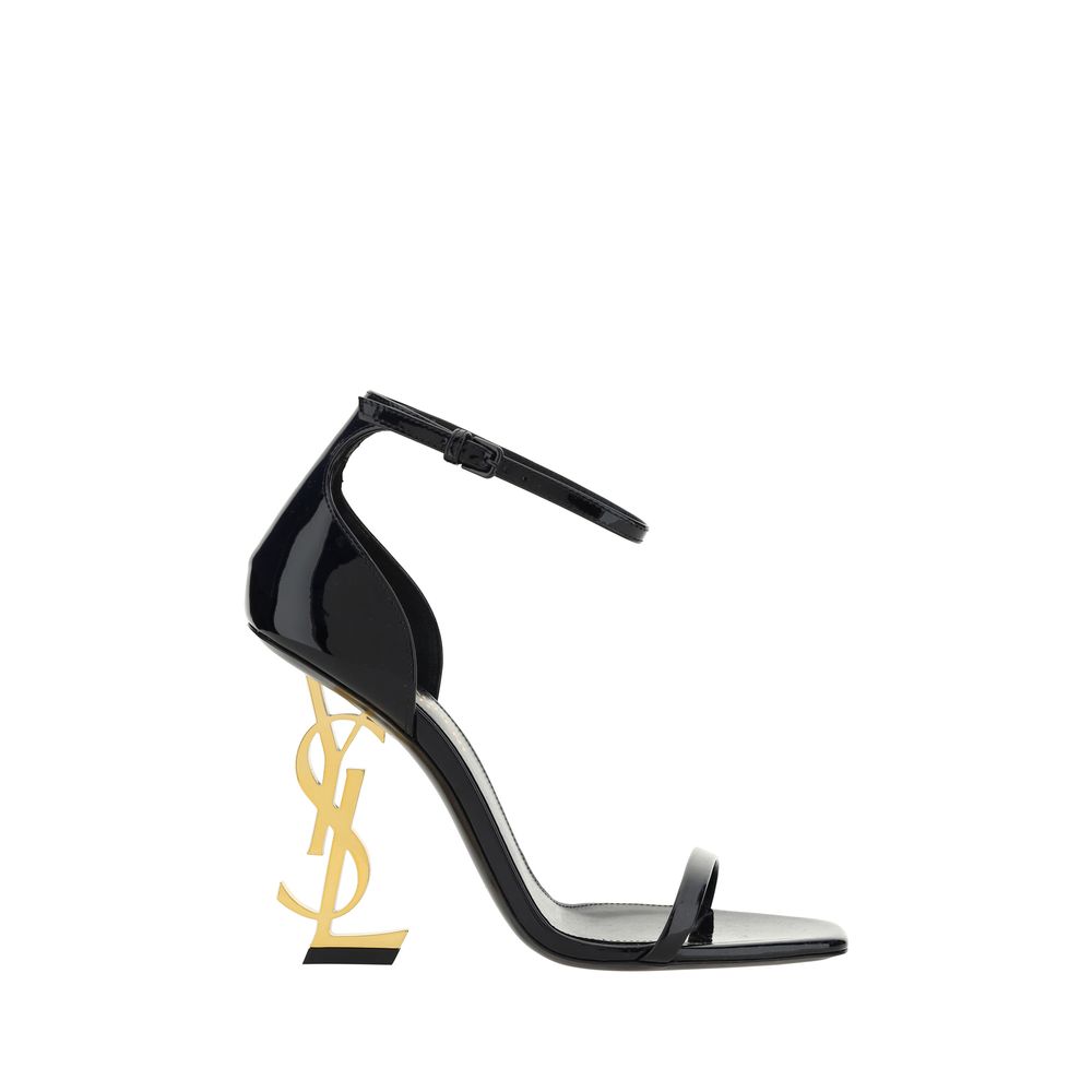 Black Calf Leather Bos Taurus Stiletto Heel Sandals Saint Laurent