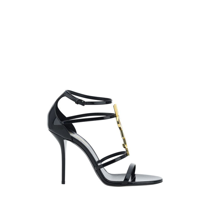Black Calf Leather Bos Taurus Stiletto Heel Sandals Saint Laurent