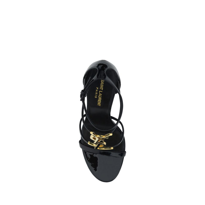 Black Calf Leather Bos Taurus Stiletto Heel Sandals
