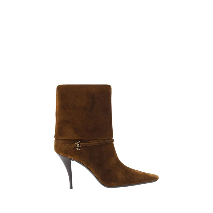 Brown Calf Leather Bos Taurus High Heel Boots Saint Laurent