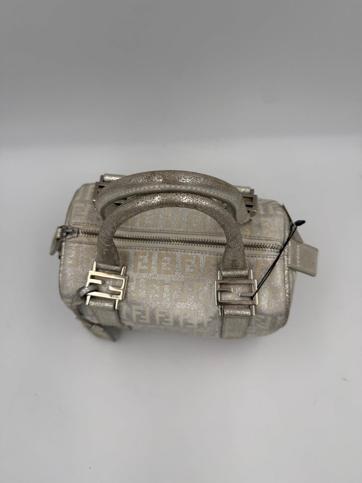 FENDI Mini Bauletto FF Zucchino Laminated Handbag