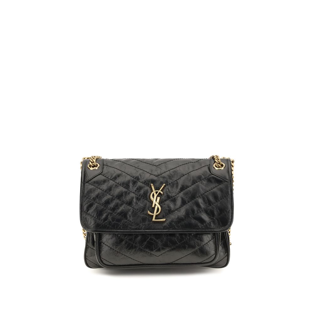 Black Calf Leather Bos Taurus Shoulder Bag Saint Laurent