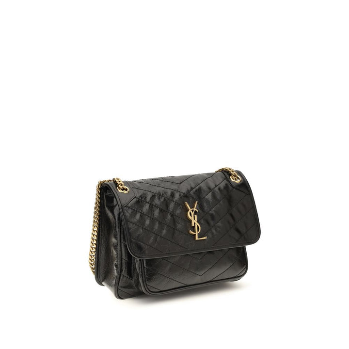 Black Calf Leather Bos Taurus Shoulder Bag Saint Laurent