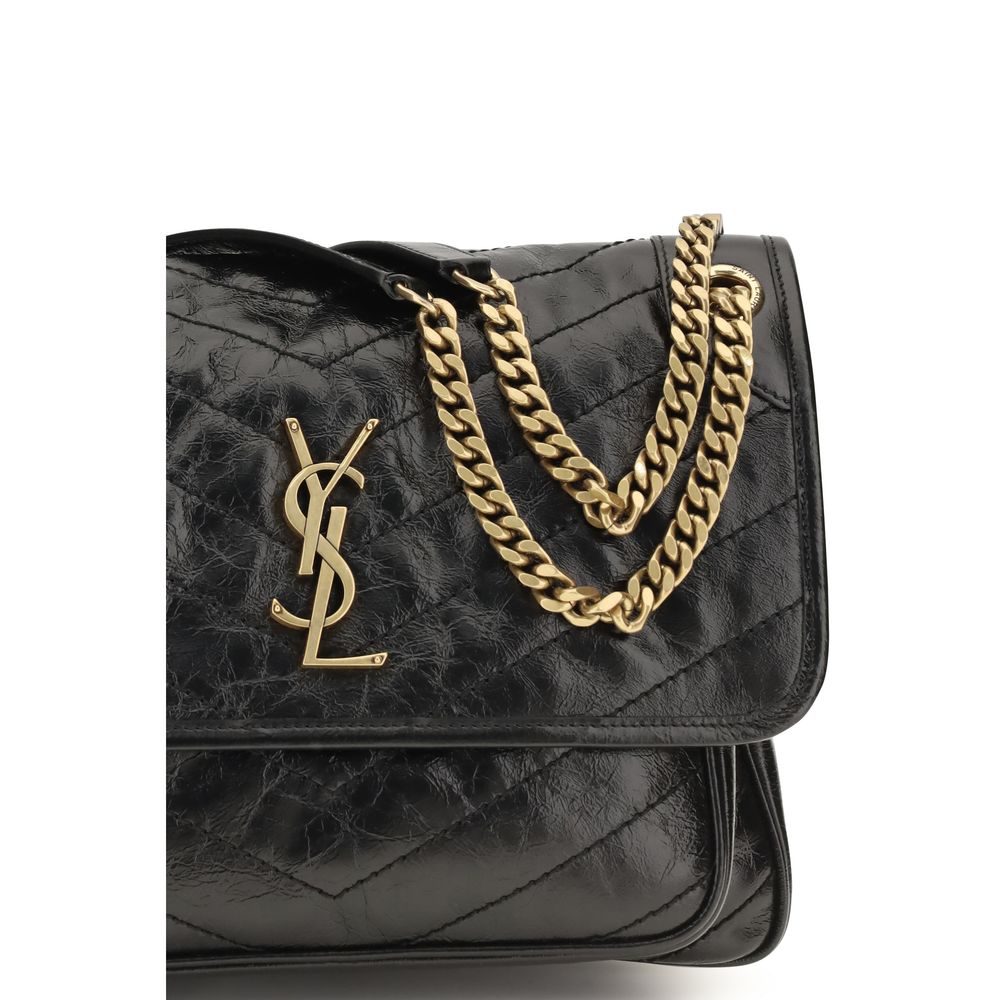 Black Calf Leather Bos Taurus Shoulder Bag Saint Laurent