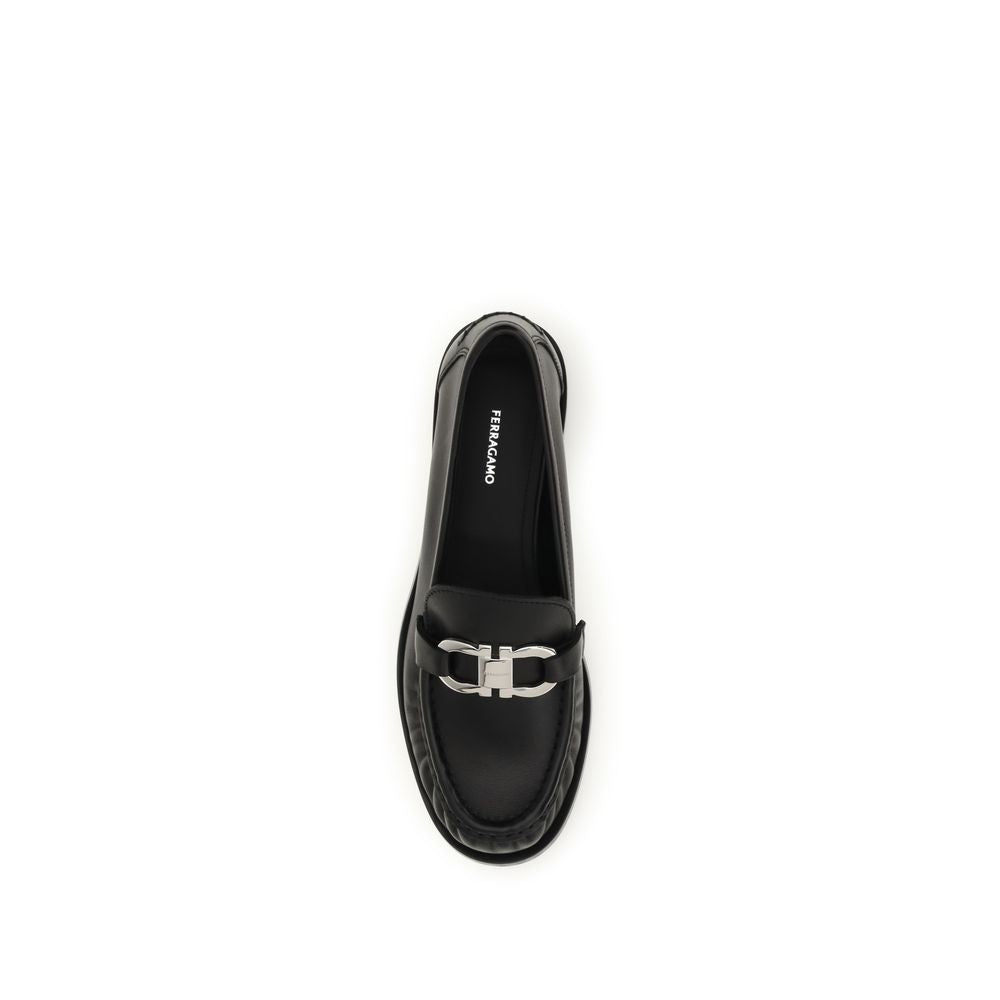 Black Calf Leather Bos Taurus Slip-On Loafers Ferragamo