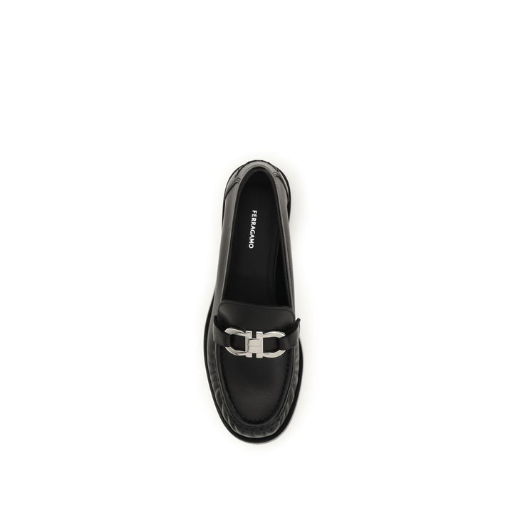 Black Calf Leather Bos Taurus Slip-On Loafers Ferragamo
