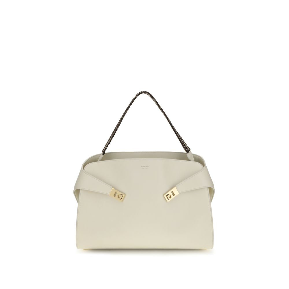 Beige Calf Leather Bos Taurus Shoulder Bag Ferragamo