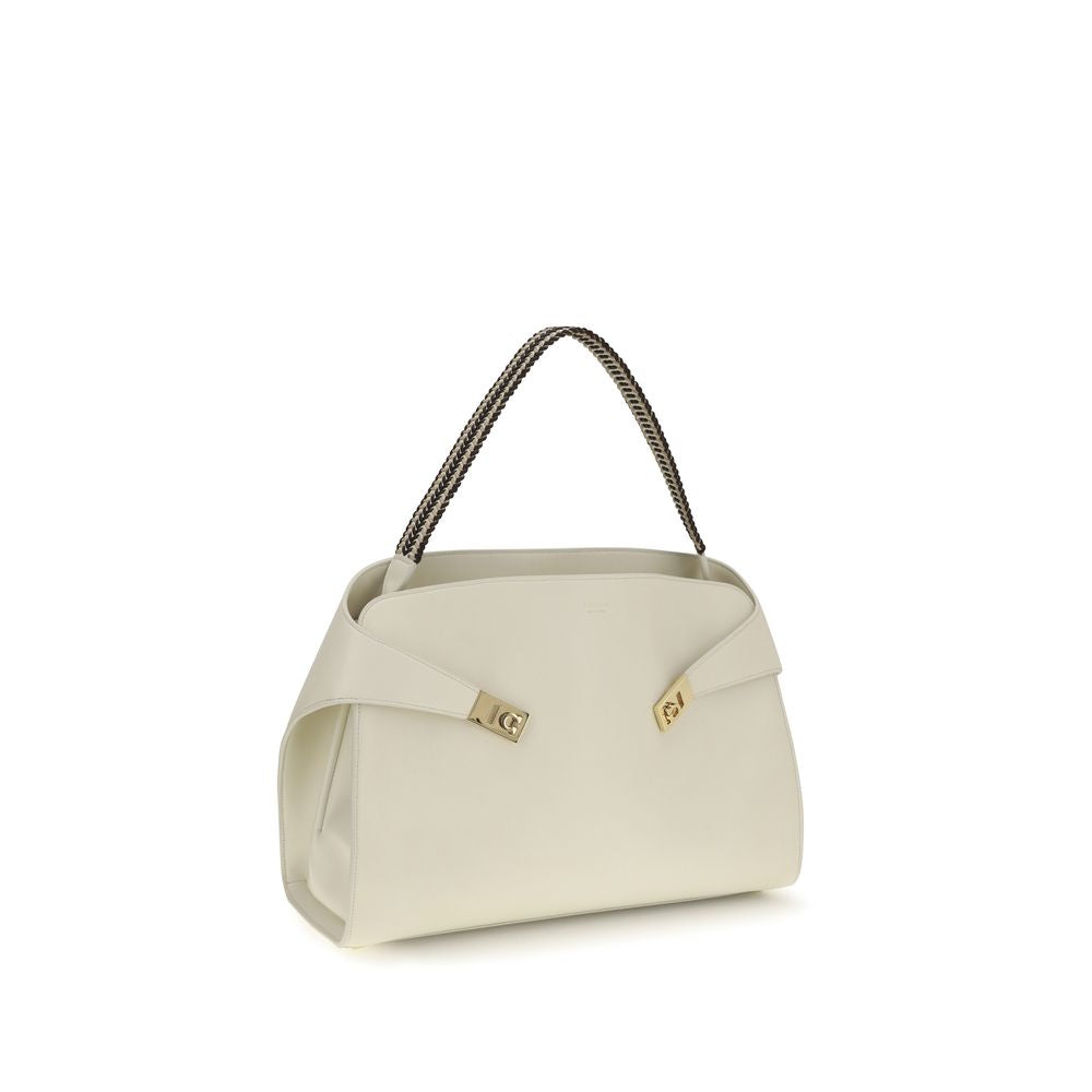 Beige Calf Leather Bos Taurus Shoulder Bag Ferragamo