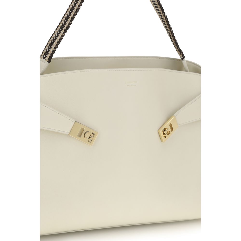 Beige Calf Leather Bos Taurus Shoulder Bag Ferragamo