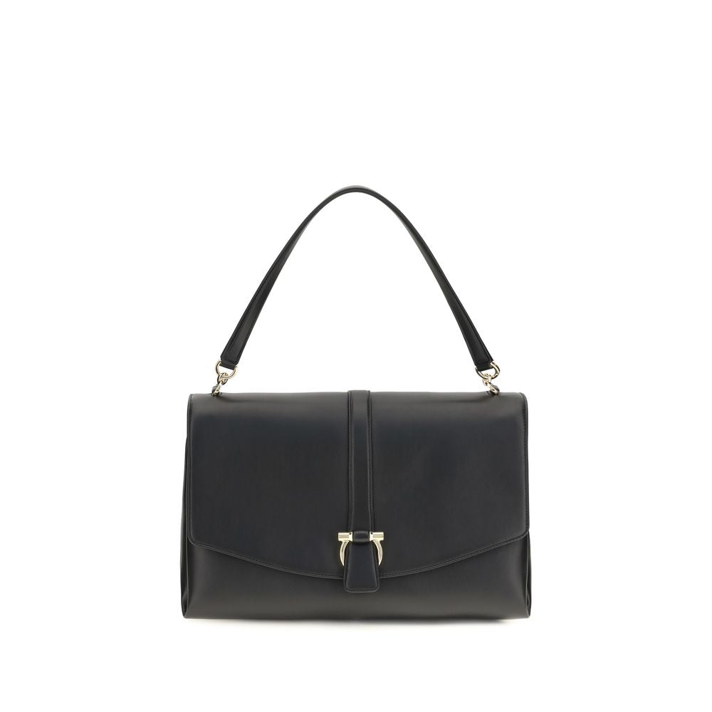 Black Calf Leather Bos Taurus Shoulder Bag Ferragamo