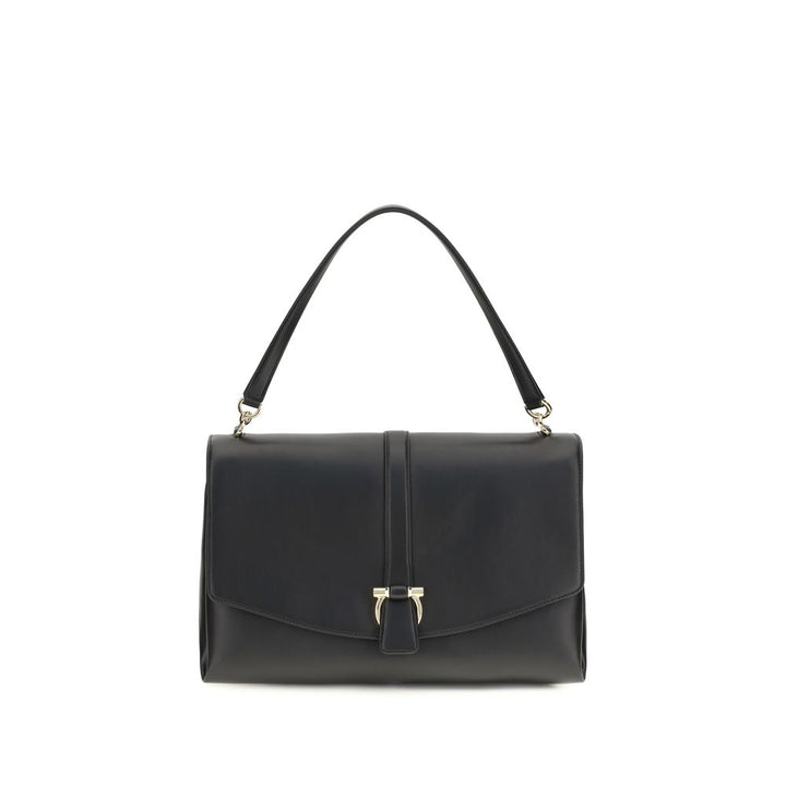Black Calf Leather Bos Taurus Shoulder Bag Ferragamo