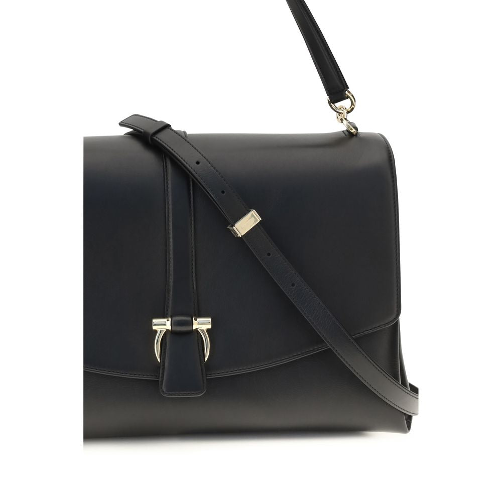 Black Calf Leather Bos Taurus Shoulder Bag Ferragamo