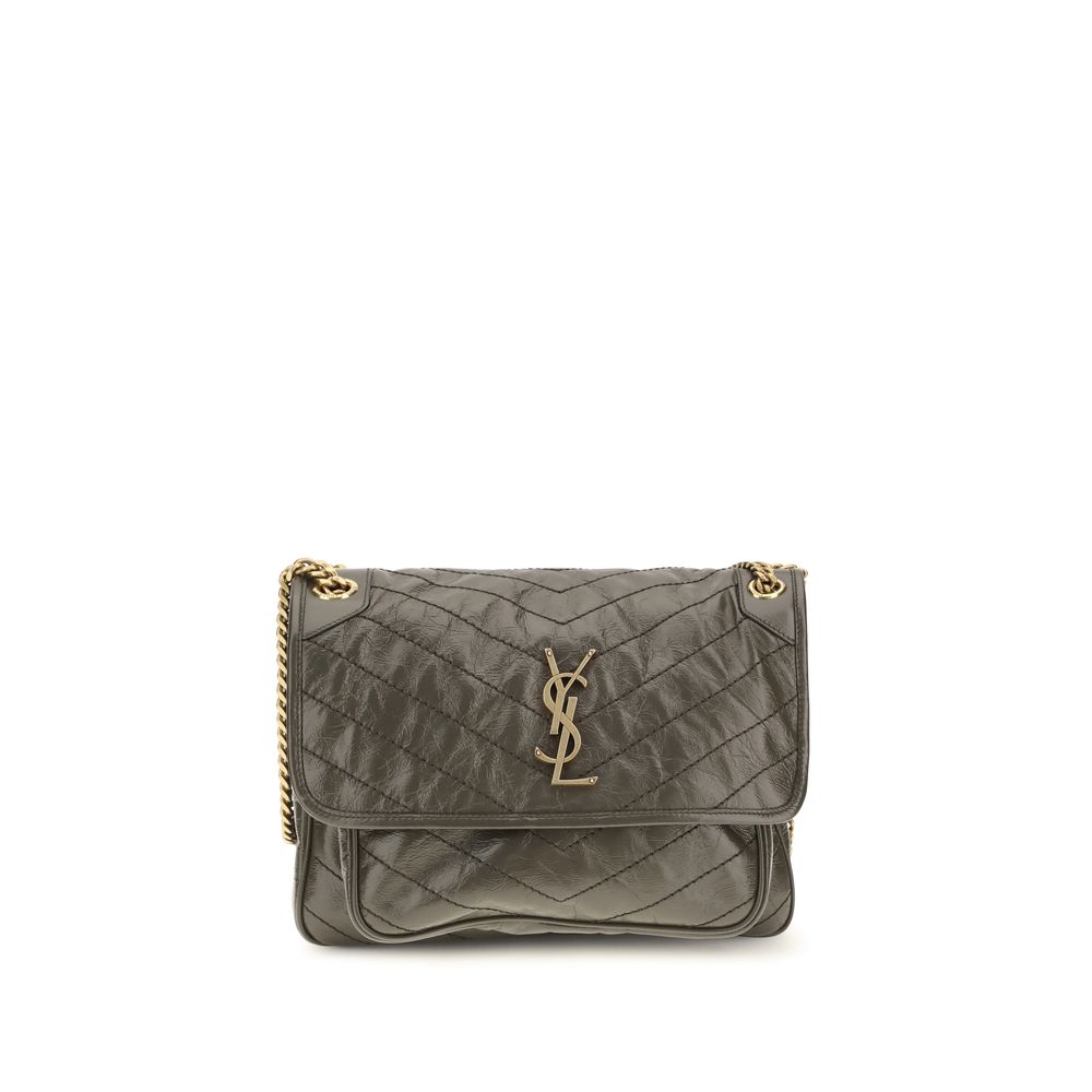 Bicolor Calf Leather Bos Taurus Shoulder Bag Saint Laurent