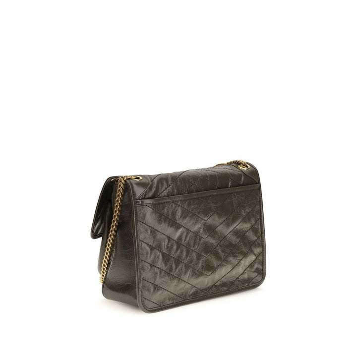 Bicolor Calf Leather Bos Taurus Shoulder Bag Saint Laurent
