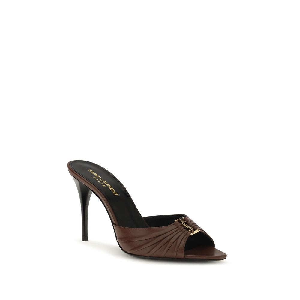 Brown Calf Leather Bos Taurus High Heel Pumps Saint Laurent