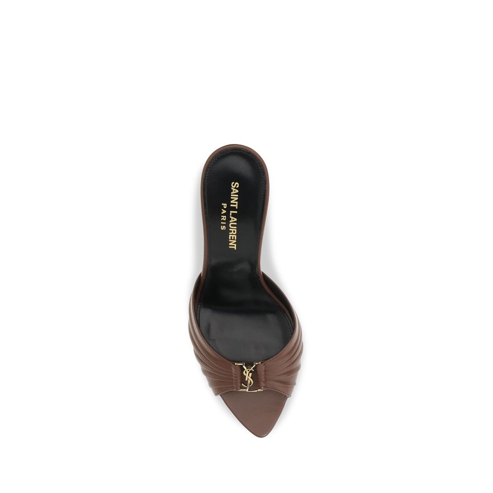 Brown Calf Leather Bos Taurus High Heel Pumps Saint Laurent