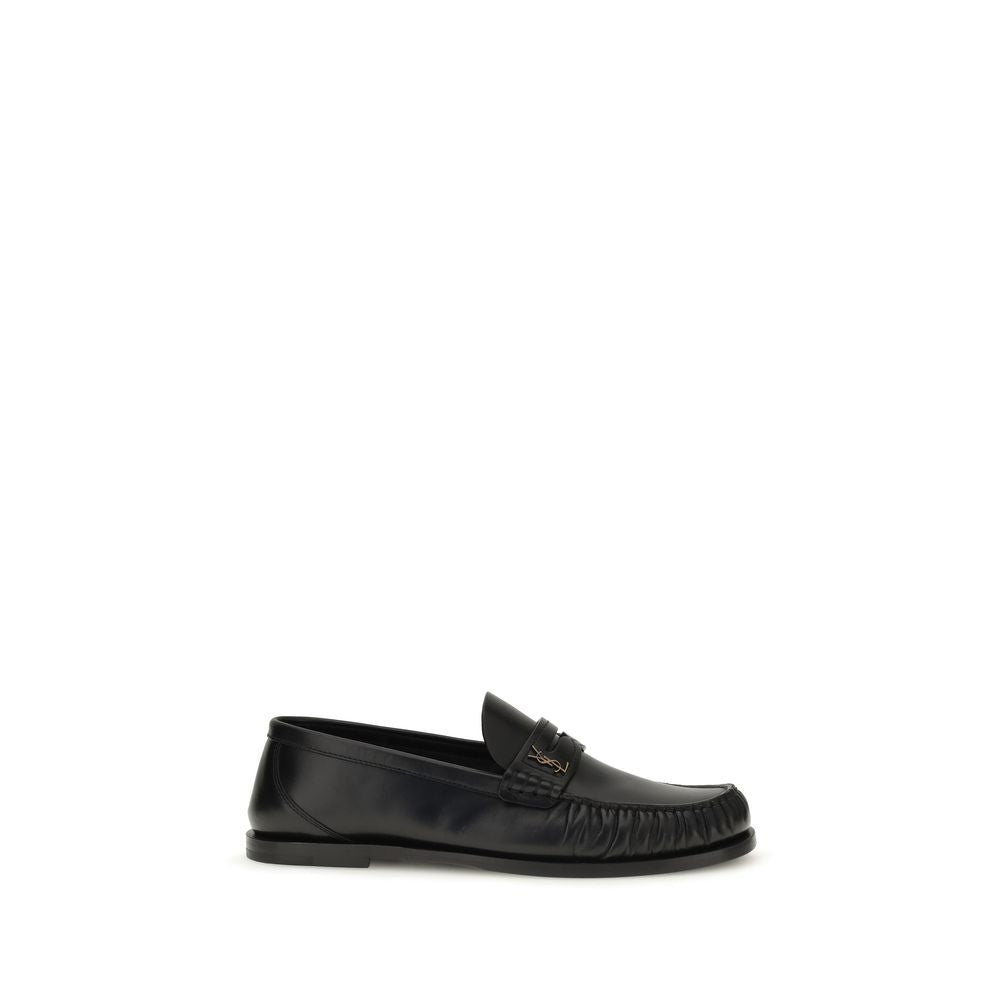 Black Calf Leather Bos Taurus Slip-On Loafers Saint Laurent