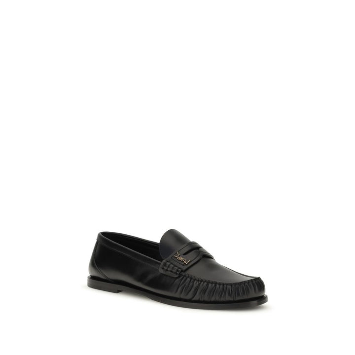 Black Calf Leather Bos Taurus Slip-On Loafers Saint Laurent