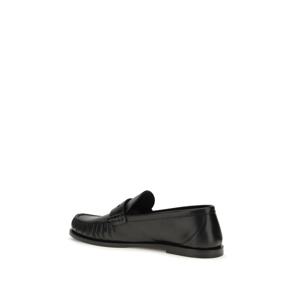 Black Calf Leather Bos Taurus Slip-On Loafers Saint Laurent