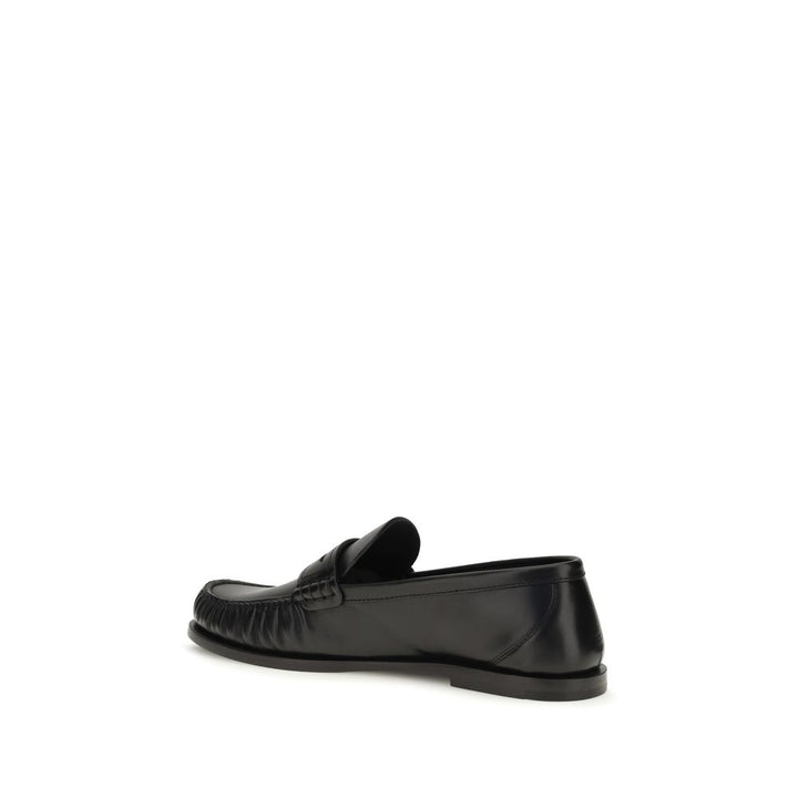 Black Calf Leather Bos Taurus Slip-On Loafers Saint Laurent
