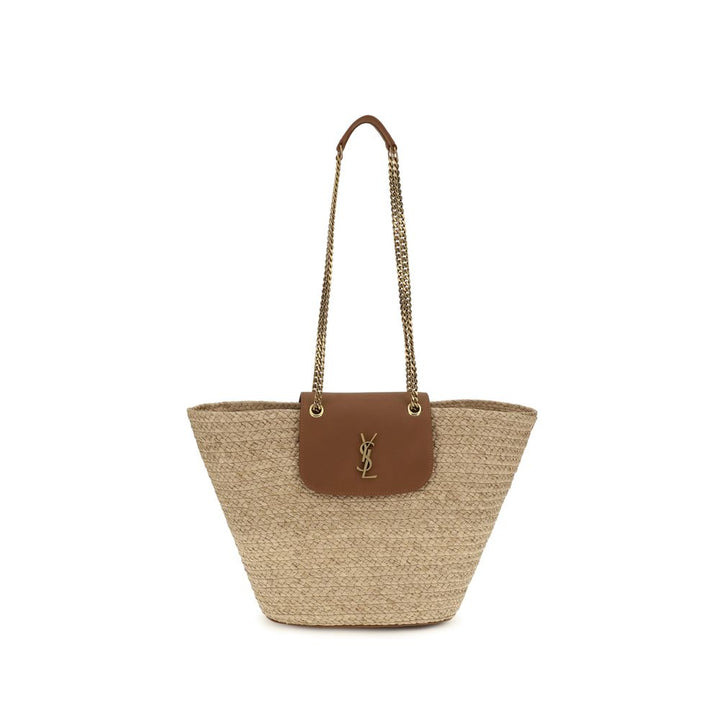 Beige Raffia Shoulder Bag Saint Laurent