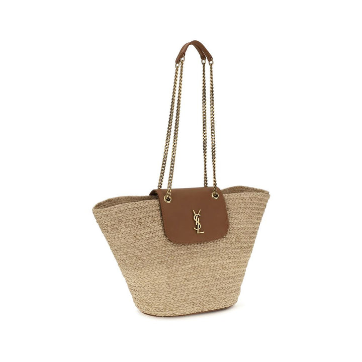Beige Raffia Shoulder Bag Saint Laurent