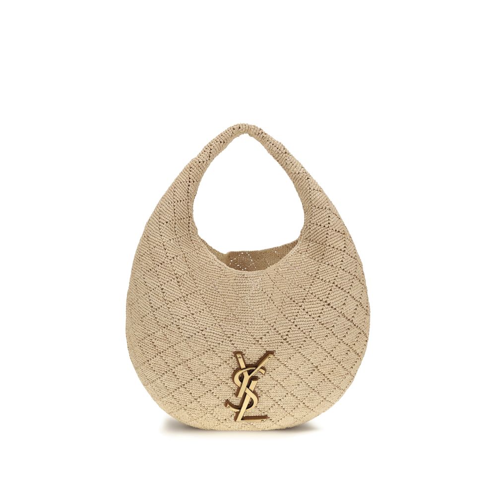 Beige Raffia Shoulder Bag Saint Laurent