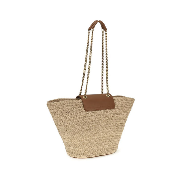 Beige Raffia Shoulder Bag Saint Laurent