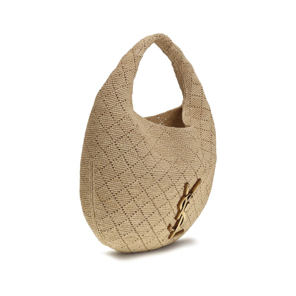 Beige Raffia Shoulder Bag Saint Laurent