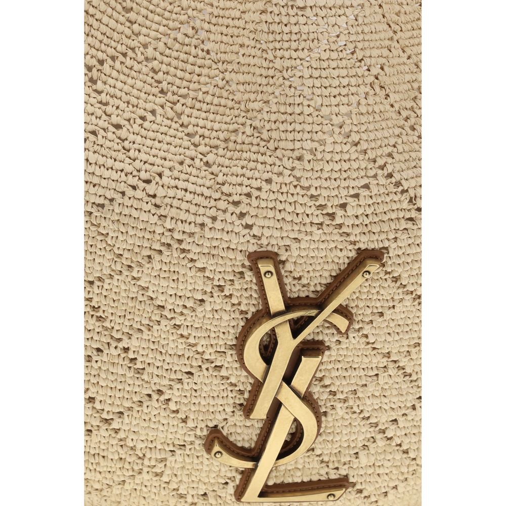 Beige Raffia Shoulder Bag Saint Laurent