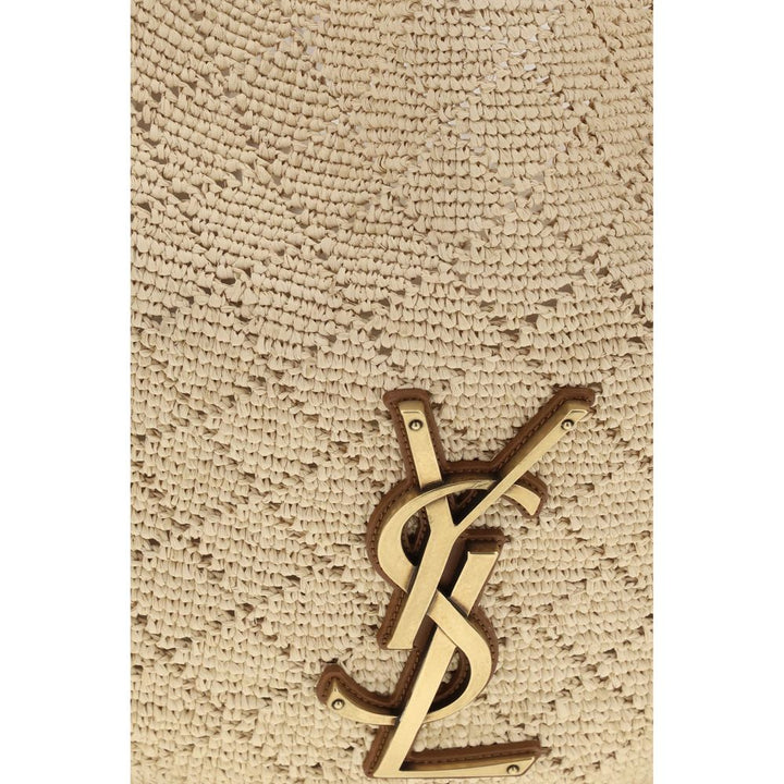 Beige Raffia Shoulder Bag Saint Laurent
