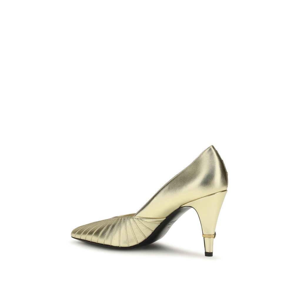 Gold Calf Leather Bos Taurus High Heel Pumps Versace