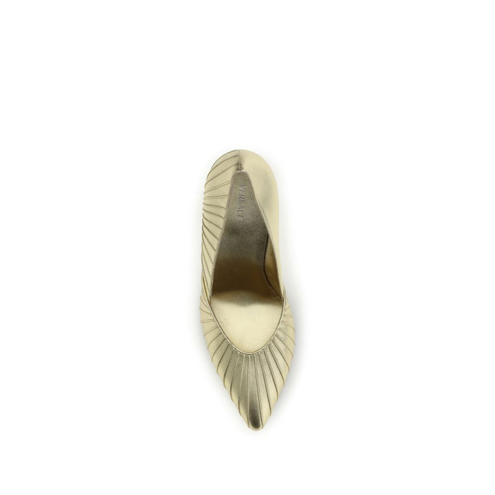 Gold Calf Leather Bos Taurus High Heel Pumps Versace