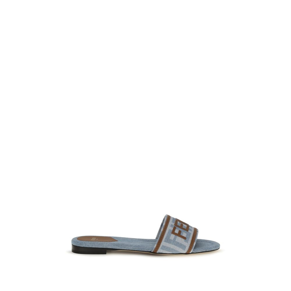 Blue Polyamide Flat Sandals Fendi