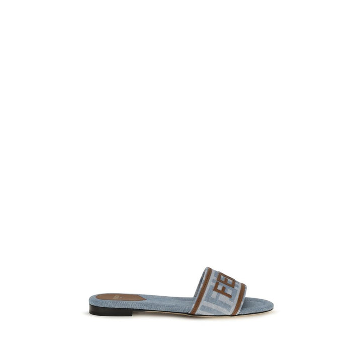 Blue Polyamide Flat Sandals Fendi