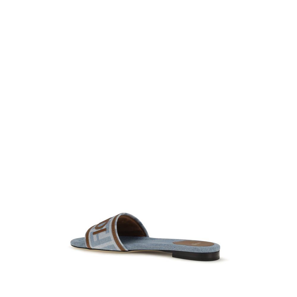 Blue Polyamide Flat Sandals Fendi