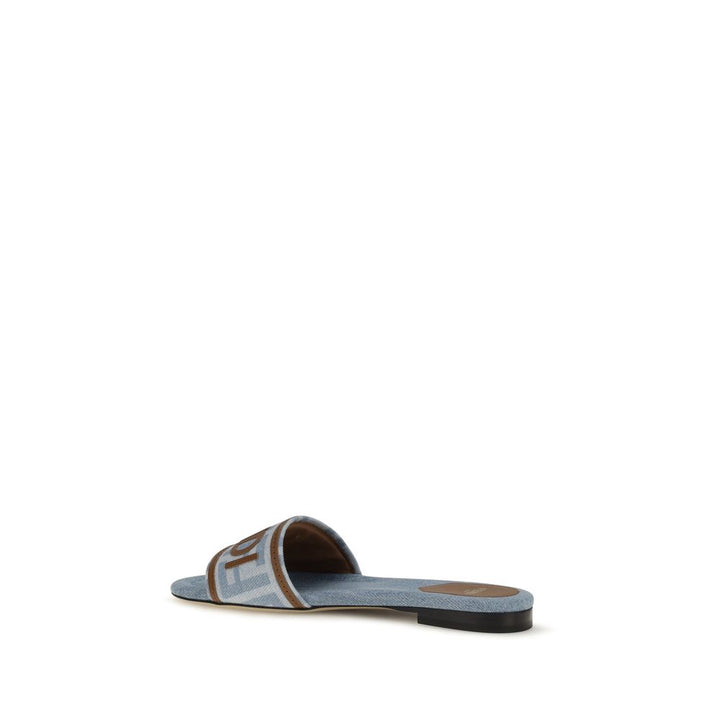 Blue Polyamide Flat Sandals Fendi