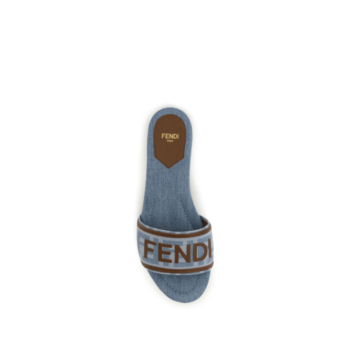 Blue Polyamide Flat Sandals Fendi
