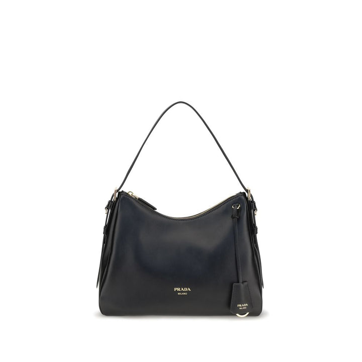Black Calf Leather Bos Taurus Shoulder Bag Prada