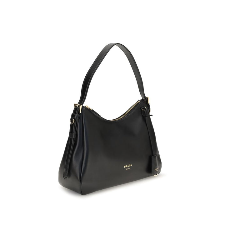Black Calf Leather Bos Taurus Shoulder Bag Prada