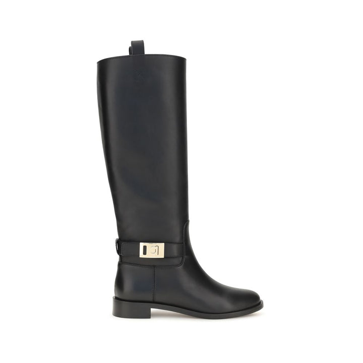 Black Calf Leather Bos Taurus Boots Ferragamo