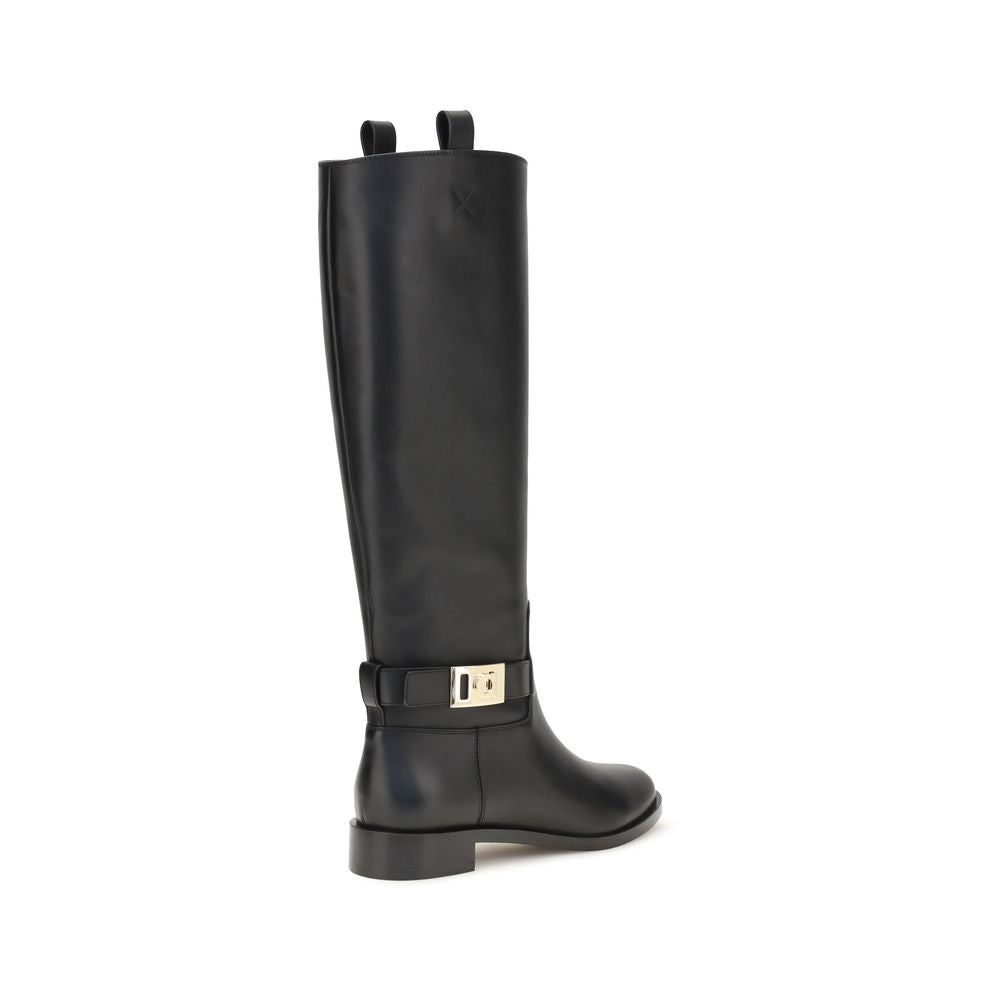 Black Calf Leather Bos Taurus Boots Ferragamo